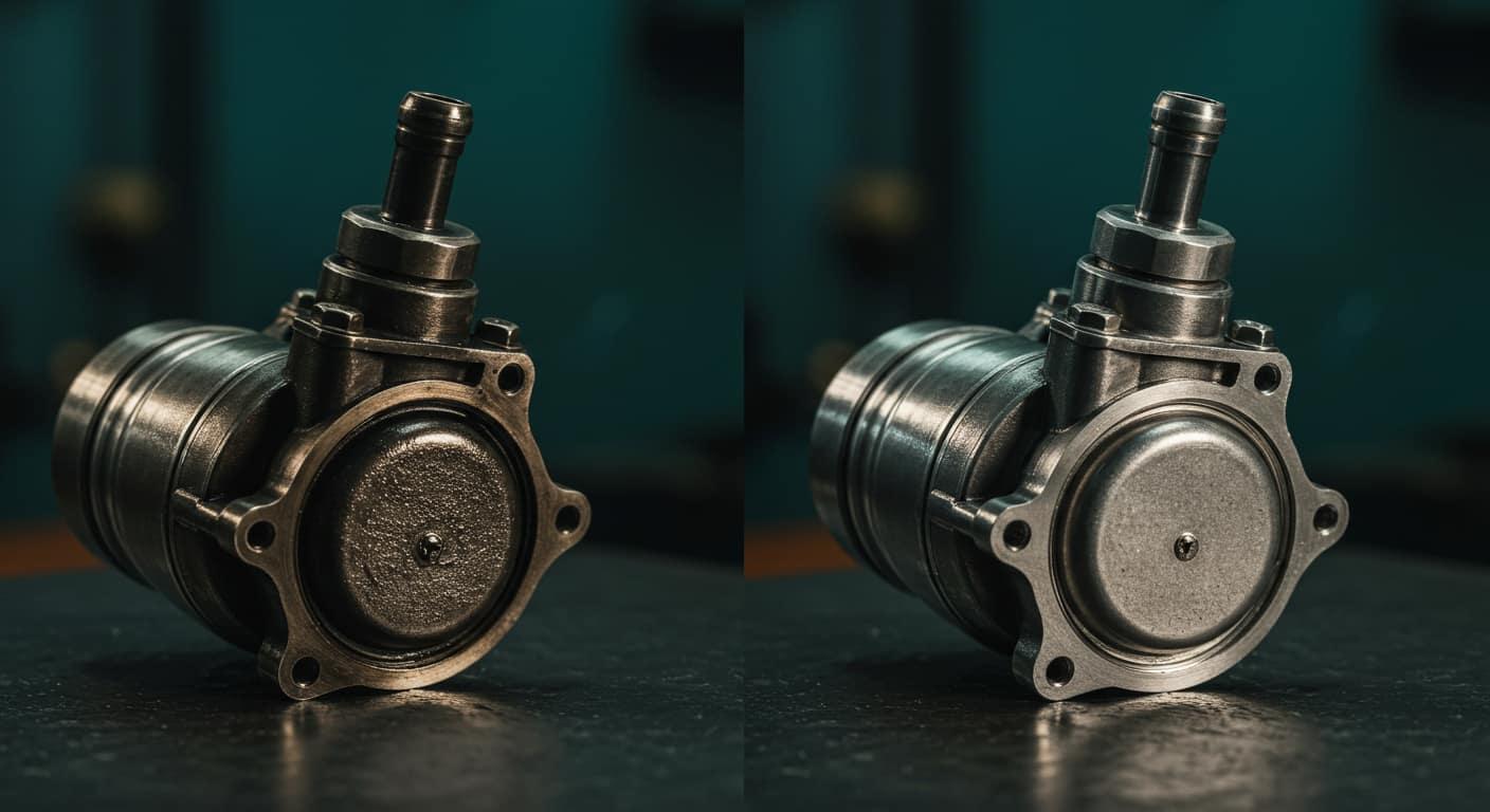 Comparaison vanne EGR encrassée et vanne EGR nettoyée