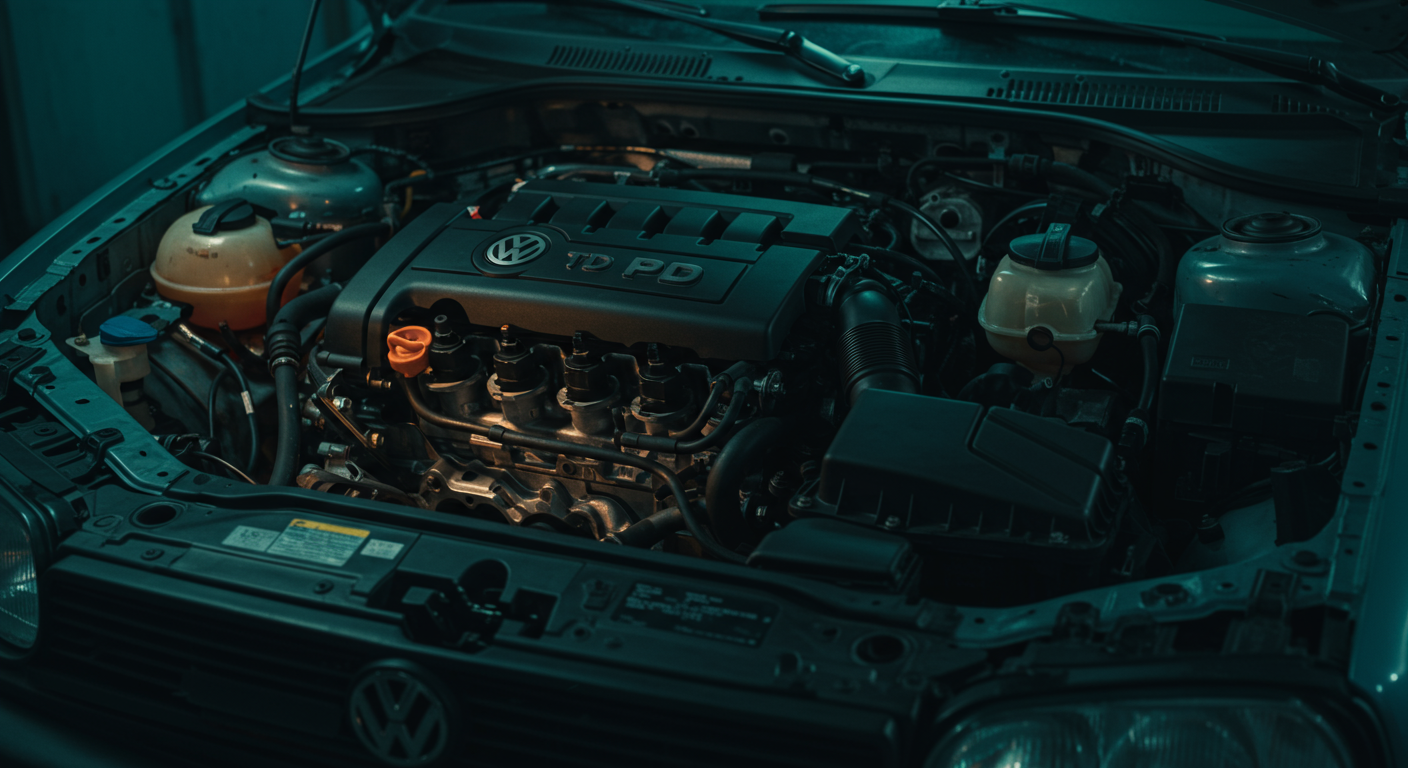 Moteur Volkswagen 1.9 TDI PD avec injecteurs pompe-duse sous le cache culbuteurs