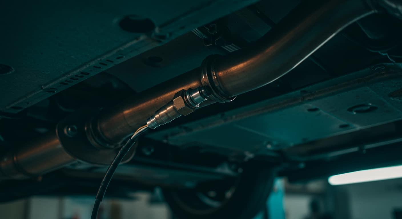 Sonde lambda vissée sur la ligne d'échappement