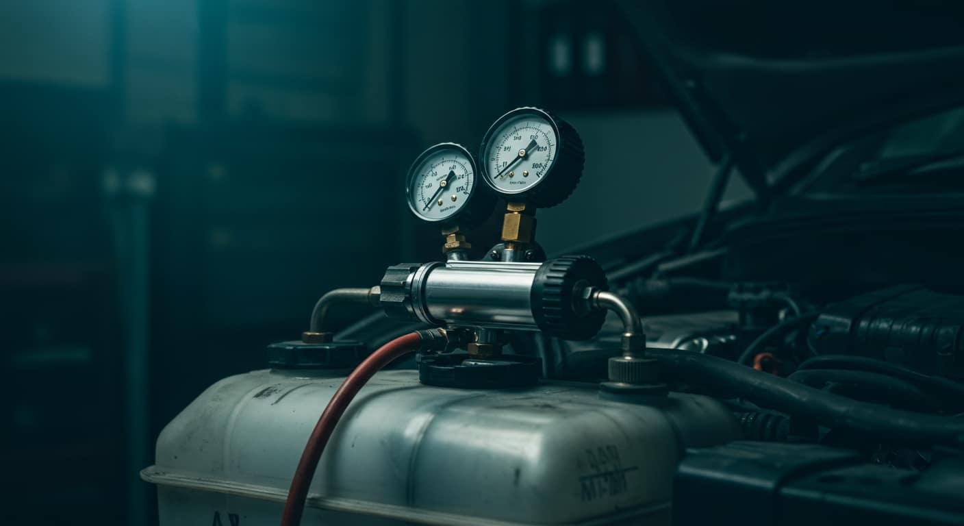 Mise en pression du circuit de refroidissement avec un testeur