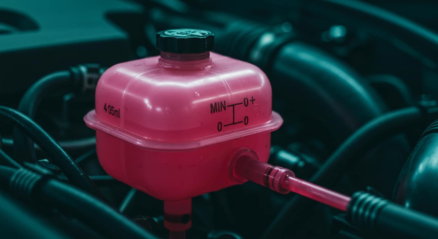 Vase d'expansion avec niveau de liquide de refroidissement sous le repère minimum