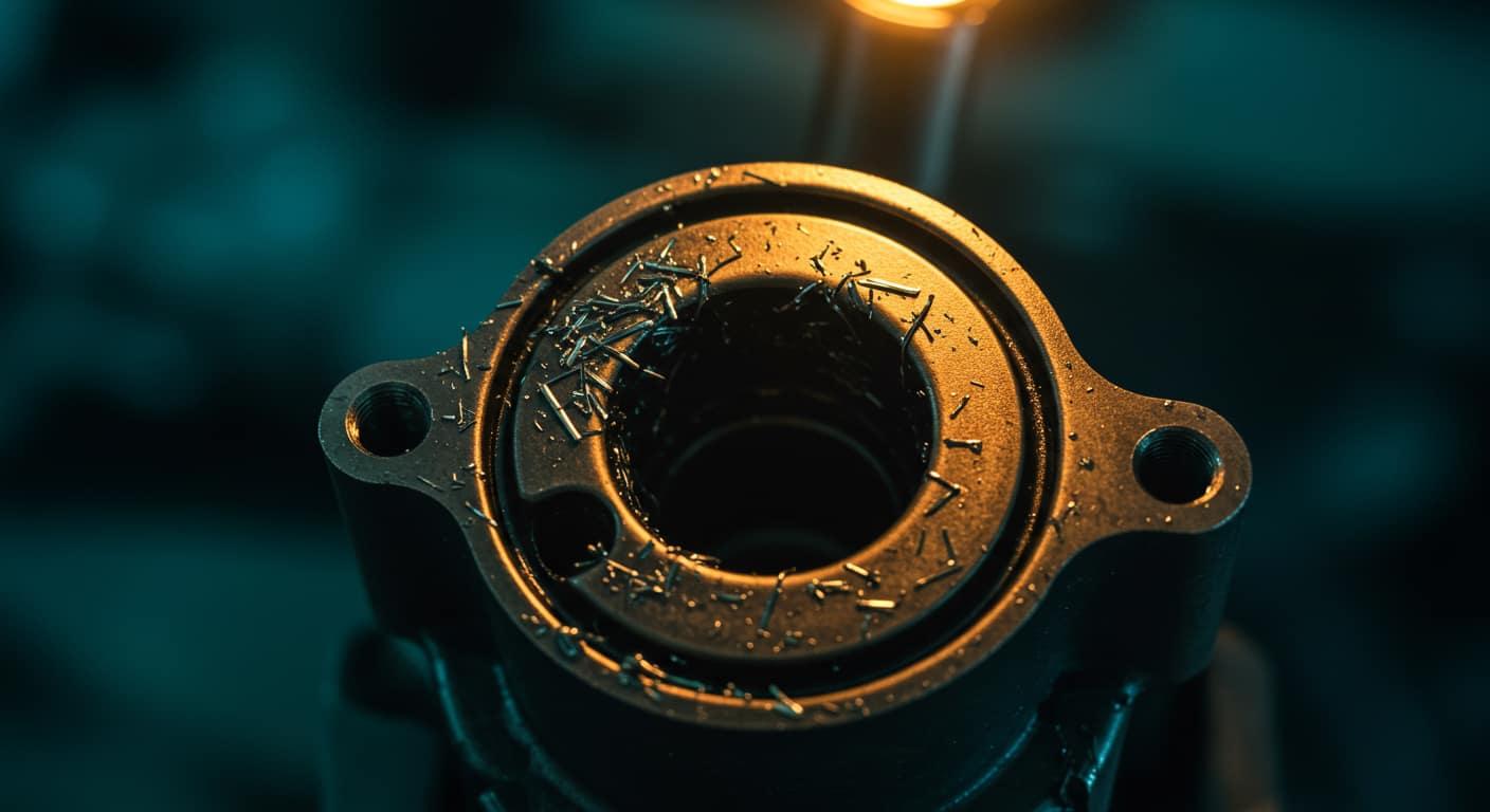 Limaille métallique dans une cuve de filtre à gasoil